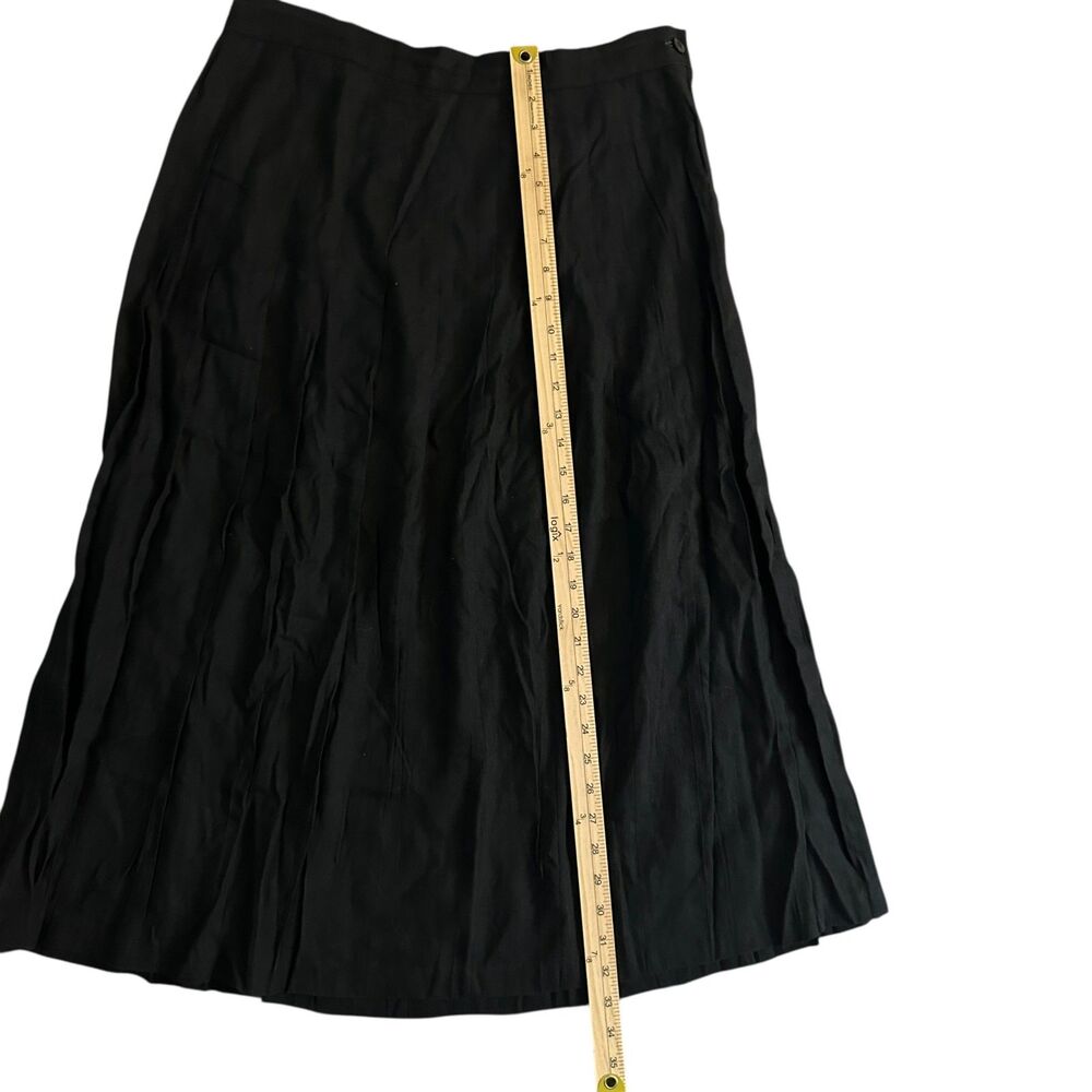 Stanley Blacker Black Linen Rayon Pleated A-Line Lined Midi Skirt Plus Size 16 - Picture 4 of 8